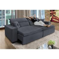 Sofá Londres 2.40m Retrátil E Reclinável Pillow Top - Chumbo