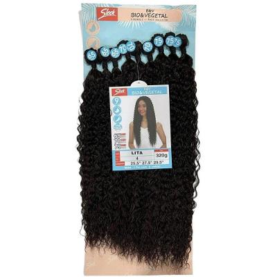 Cabelo Cacheado Orgânico de Bio Fibra Lita para Alongamento Resistente Até 150°C Marrom OEM