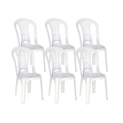 Kit 6 Cadeiras De Plástico Sem Braço Laguna Tramontina Basic Branco