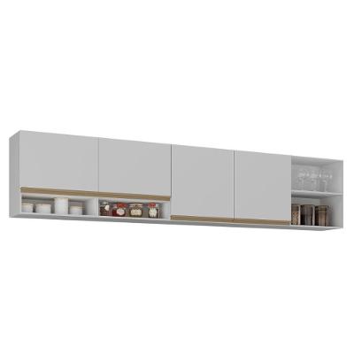 Kit Armário Cozinha Aéreo 105cm Com Aéreo 150cm Veneza Multimóveis Mp2291 Branco-Dourado