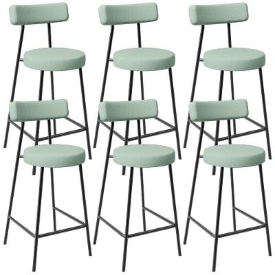 Kit 06 Banquetas Baixa Bar Cozinha Sala De Jantar Aço Milão L02 Linho Verde Menta - Lyam Decor