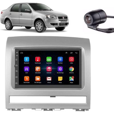 Central Multimídia Automotiva Android Auto Siena Moldura + Câm Prata 7 Bluetooth para Palio 2008