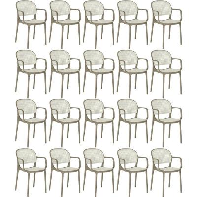Kit 20 Cadeiras De Jantar Roma Prática Com Braços Para Sala