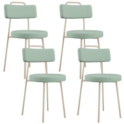 Kit 04 Cadeiras Decorativa Estofada Para Sala De Jantar Barcelona Arena L02 Linho Verde Menta - Lyam Decor