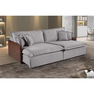 Sofá M-160 Linho 2 Módulos 100cm Braço 7cm Estofados Martins Linho Cinza