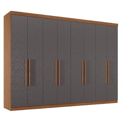 Guarda Roupa Casal 8 Portas 4 Gavetas Master New Jatobá Grafite Acetinado - Santos Andirá