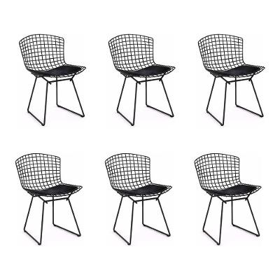Kit 6 Cadeiras Bertoia Preta Com Assento Preto