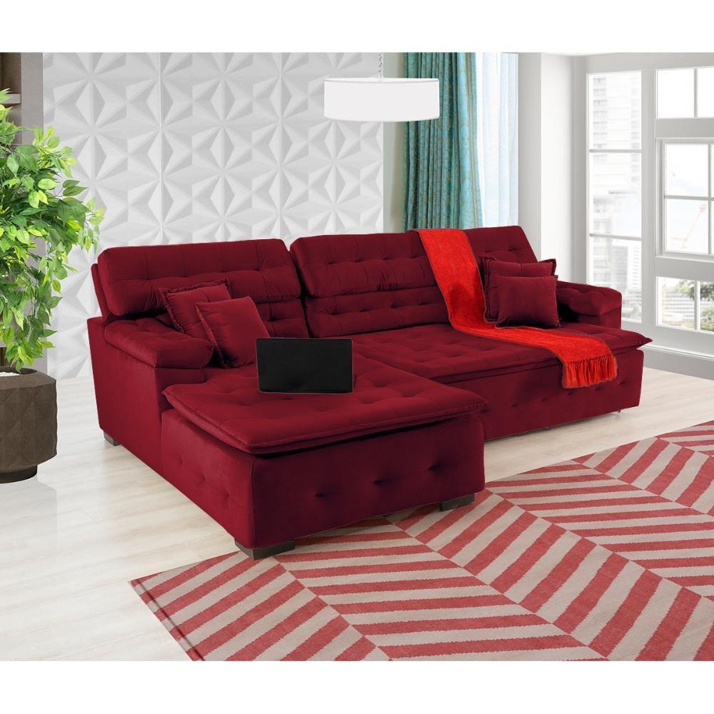 Sofá Orlando 2.20x1.90m Com Chaise, Retrátil E Reclinável - Vinho - 7