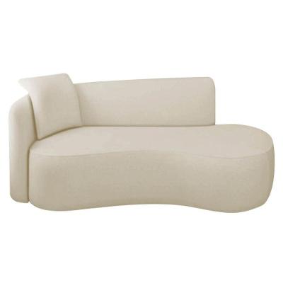 Divã Recamier Suíça Curvo Sala Recepção 180cm Lado Direito Linho Cor Azul Royal