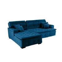 Sofá Orlando 2.20x1.50m Com Chaise, Retrátil E Reclinável - Azul - 1