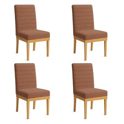 Kit 4 Cadeiras De Jantar Solana Boucle Base De Madeira - Pallazio Cor Terracota
