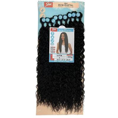 Cabelo Orgânico Cacheado Sleek Lita para Alongamento Resistente Até 150°C Preto OEM