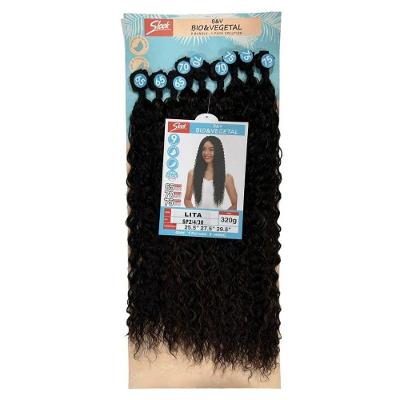 Cabelo Cacheado Orgânico de Bio Fibra Sleek Lita para Alongamento 320g SP2 4 30 OEM