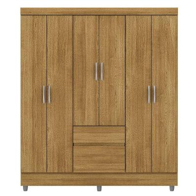 Guarda-roupa Casal 6 Portas 2 Gavetas Com Pés Ideval Nature