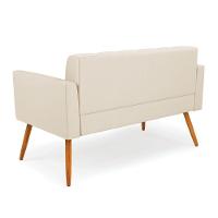 Sofá Namoradeira Elisa Corino Bege Pés Palito Castanho - D'rossi - 3