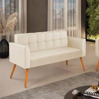 Sofá Namoradeira Elisa Corino Bege Pés Palito Castanho - D'rossi - 6