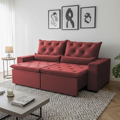 Sofá Retrátil Premium 150m Em Suede Reclinável E Com 2 Módulos Milão Terracota