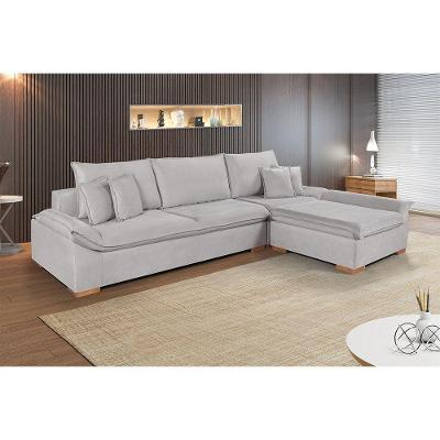 Sofá Martins M-201 Veludo Canto Invertido Estofados Martins Veludo Cinza