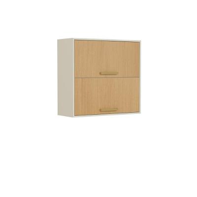 Armário Aéreo 80cm 2 Portas Basculantes Nogal Bertolini Dourado/areia