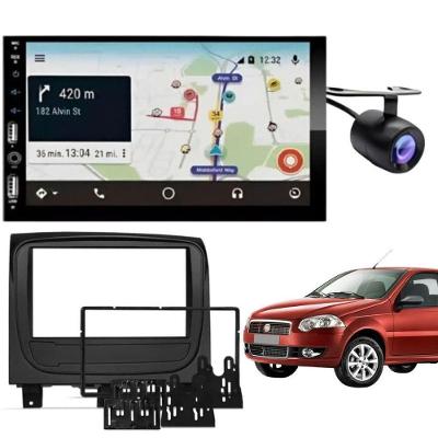Central Multimídia Automotiva Palio Way 2DIN Bluetooth com Moldura e Câmera de Ré Preto