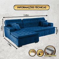 Sofá Orlando 2.40x1.50m Com Chaise, Retrátil E Reclinável - Azul - 5