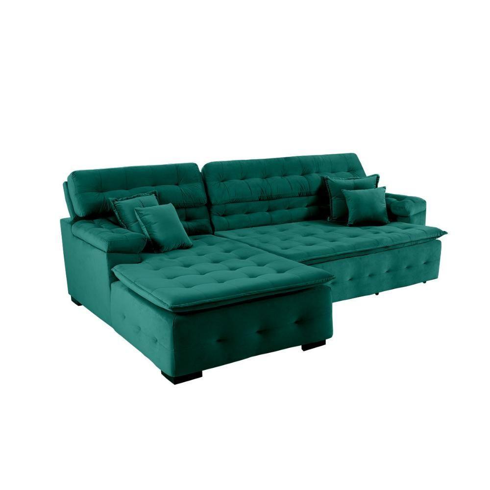 Sofá Orlando 2.20x1.90m Com Chaise, Retrátil E Reclinável - Verde - 8