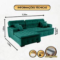 Sofá Orlando 2.20x1.90m Com Chaise, Retrátil E Reclinável - Verde - 7