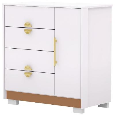 Cômoda Sapateira Para Quarto 1 Porta 4 Gavetas Paraty V01 Branco Camarim Flex - Lyam Decor