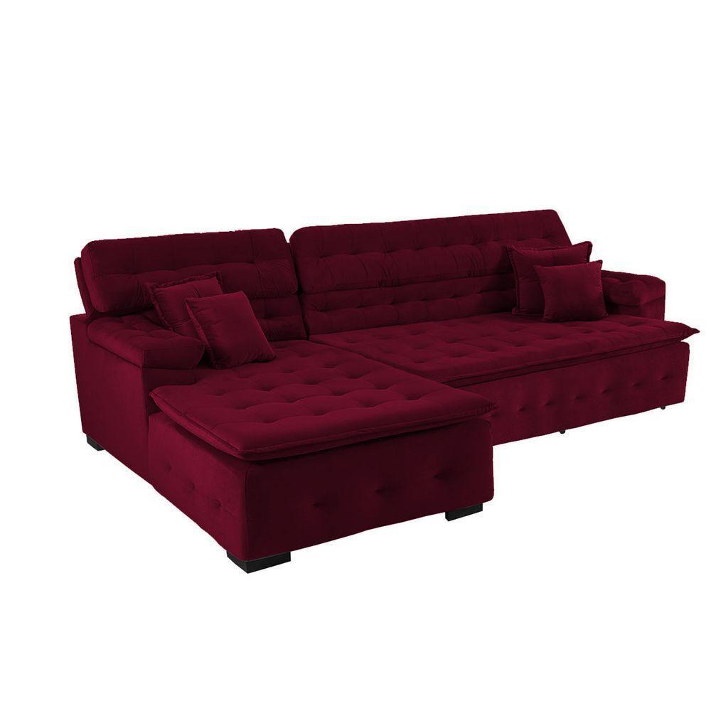 Sofá Orlando 2.40x1.50m Com Chaise, Retrátil E Reclinável - Vinho - 5