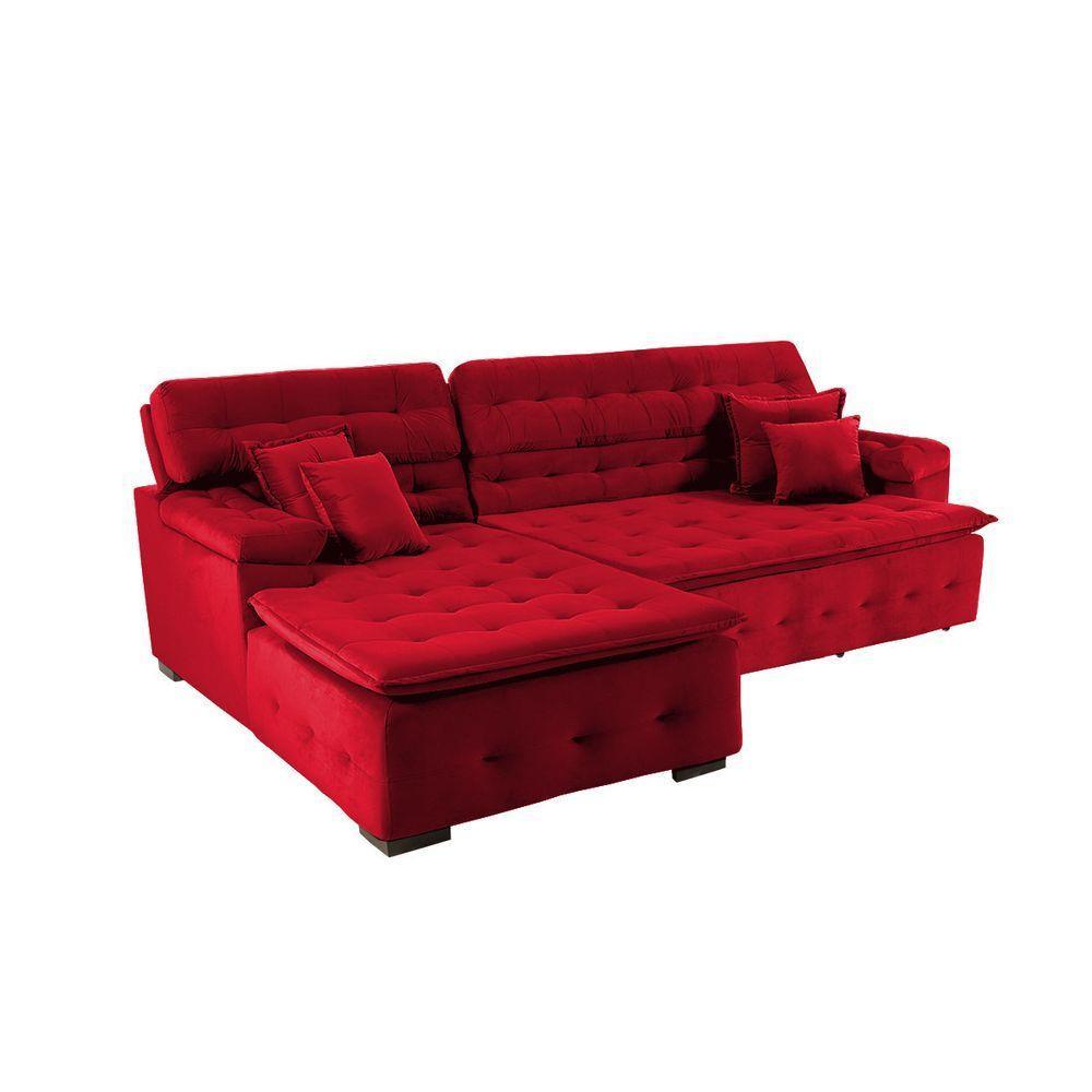 Sofá Orlando 2.20x1.90m Com Chaise, Retrátil E Reclinável - Vermelho - 3