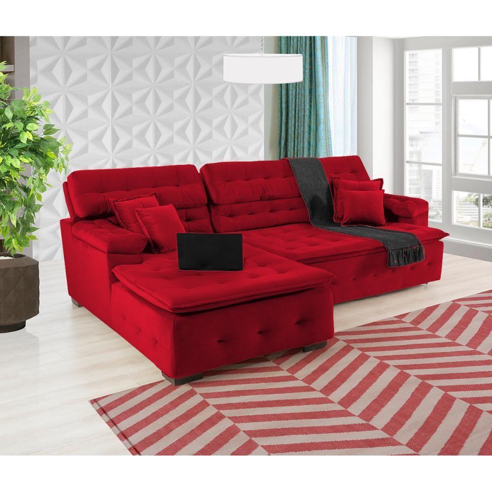 Sofá Orlando 2.20x1.90m Com Chaise, Retrátil E Reclinável - Vermelho - 5