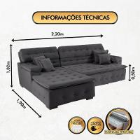 Sofá Orlando 2.20x1.90m Com Chaise, Retrátil E Reclinável - Chumbo - 8