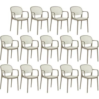 Kit 14 Cadeiras De Jantar Roma Prática Com Braços Para Sala