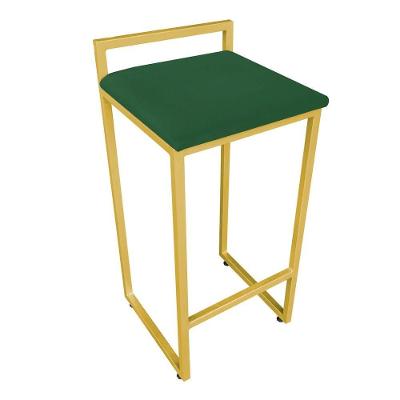 Banqueta Alta Lavinia Suede Verde Base Dourado