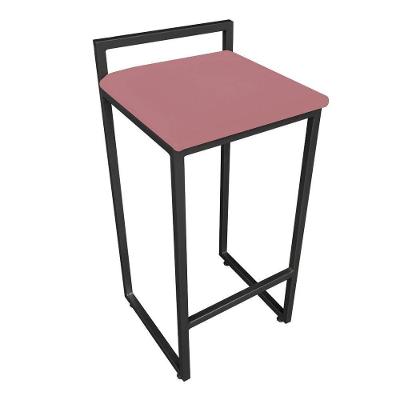 Banqueta Alta Lavinia Suede Rosê Base Preto