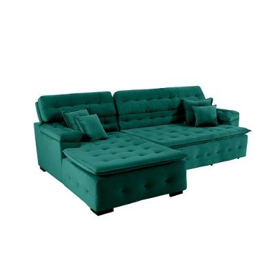 Sofá Orlando 2.20x1.50m Com Chaise, Retrátil E Reclinável - Verde