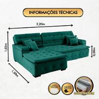 Sofá Orlando 2.20x1.50m Com Chaise, Retrátil E Reclinável - Verde - 7