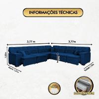 Sofá Magno 3.77x3.77m De Canto, Retrátil E Reclinável - Azul - 6