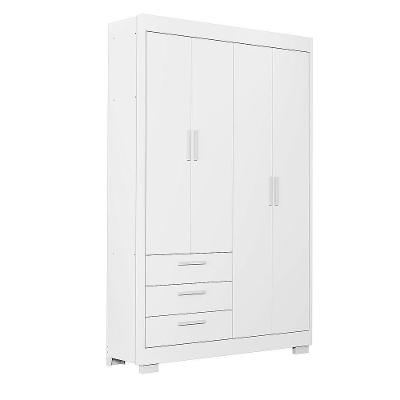 Roupeiro Zaki 4 Portas 3 Gavetas Branco Fosco - Reller