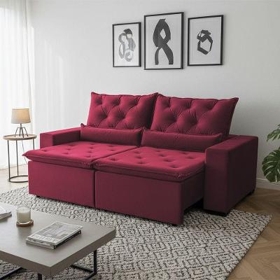Sofá Retrátil Premium 150m Em Suede Reclinável E Com 2 Módulos Milão Vermelho