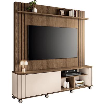 Estante Painel Para Tv 70 Pol Com Rodízios Linus B01 Castanho Off White - Lyam Decor