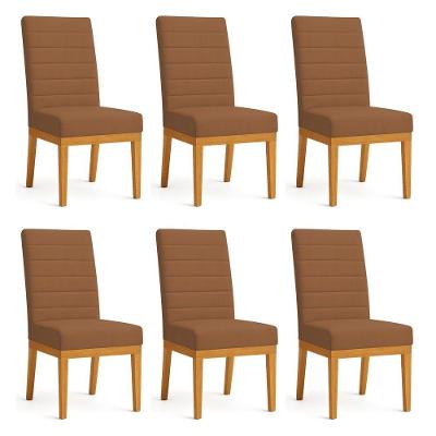 Kit 6 Cadeiras De Jantar Solana Veludo Base De Madeira - Pallazio Cor Terracota