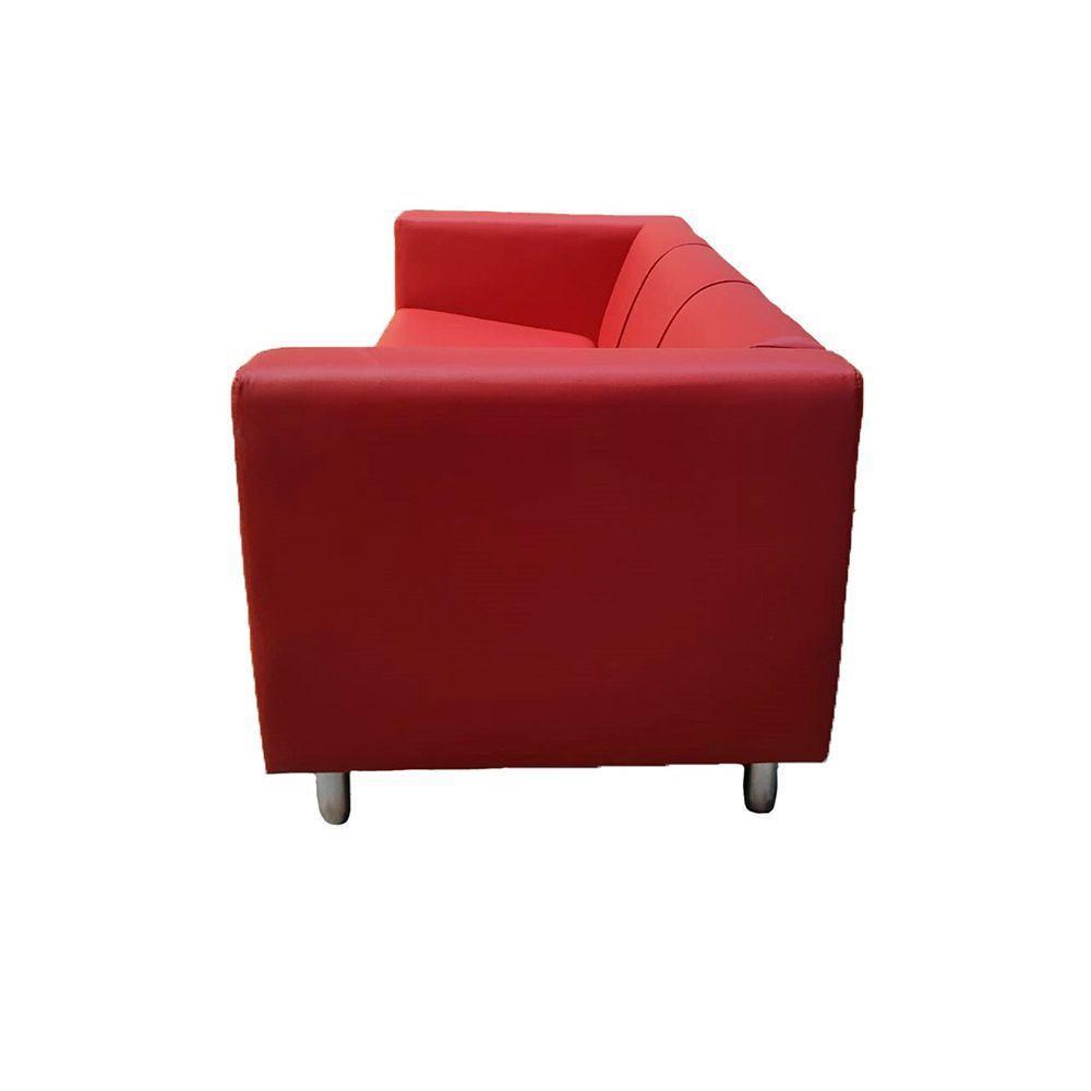 Sofá Nilo Sala Recepção 3 Lugares - Vermelho - Cor: Vermelho - 3