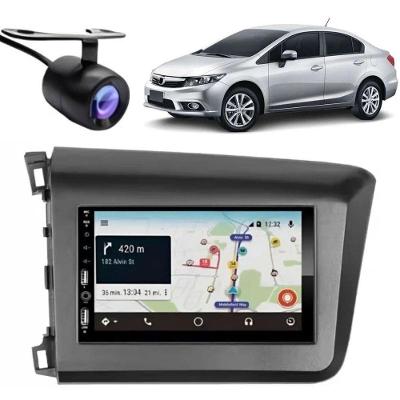 Central Multimídia Automotiva Carplay Android Civic Moldura com Câmera Grafite 7 TOUCH SCREEN TFT