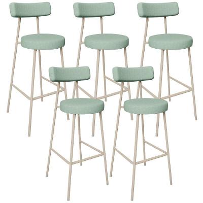 Kit 05 Banquetas Alta Bar Cozinha Sala De Jantar Aço Milão Arena L02 Linho Verde Menta - Lyam Decor
