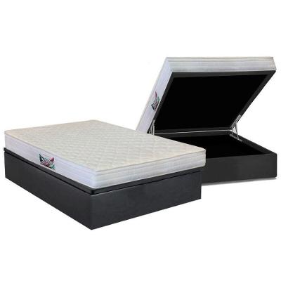 Cama Box Baú Casal: Colchão Ortopédico Herval D28 / Ag65 Frontier + Base Crc Suede Gray(138X188)
