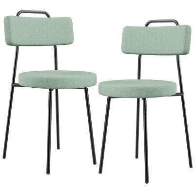 Kit 02 Cadeiras Decorativa Estofada Para Sala De Jantar Barcelona L02 Linho Verde Menta - Lyam Decor
