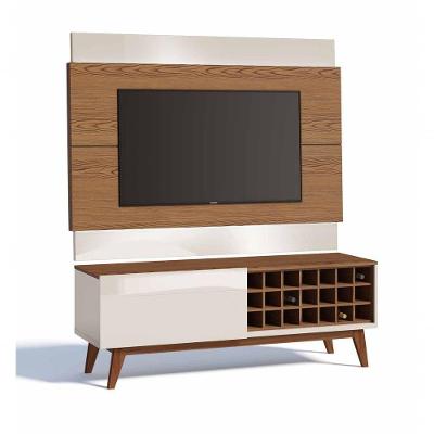 Rack Com Painel Classic Ad 1.4 Freijó Com Off White - Imcal Móveis