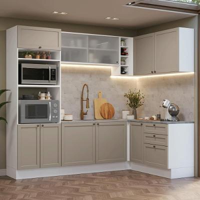 Armário De Cozinha Completa De Canto 399 Cm Branco/crema Vik Madesa 01 Branco/crema