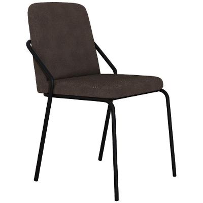 Cadeira Estofada Para Sala De Jantar Loft Preto C01 Bouclê Marrom - Lyam Decor